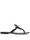 Tory Burch Miller Metal-logo Flip-flops In Black