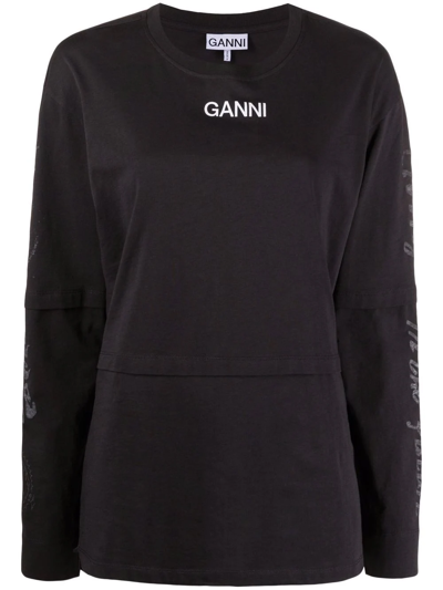 Ganni Black Space Graphic T-shirt