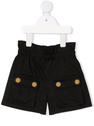 Balmain Babies' Stretch Cotton Shorts In Black