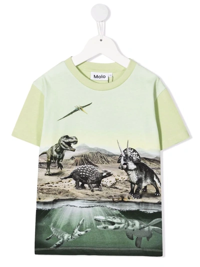 Molo Kids' Dino Earth Graphic-print T-shirt In Green