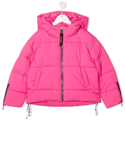 Pinko Kids' Padded Hooded Jacket In Pink