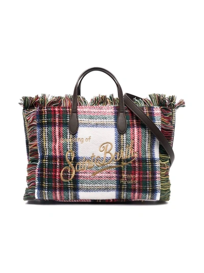 Mc2 Saint Barth Kids' Colette Tartan Shoulder Bag In White