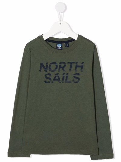 North Sails Kids' Logo-print T-shirt In Green