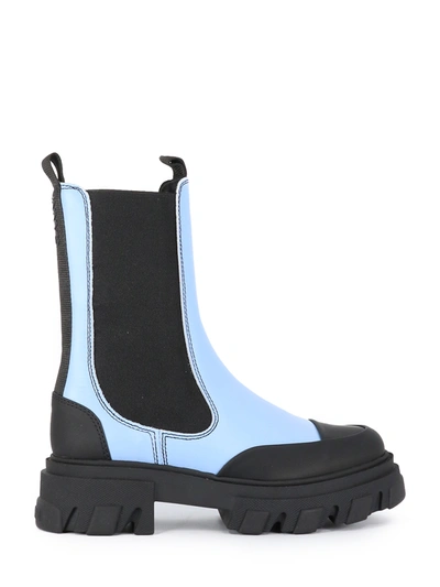 Ganni Blue Leather Chelsea Boots