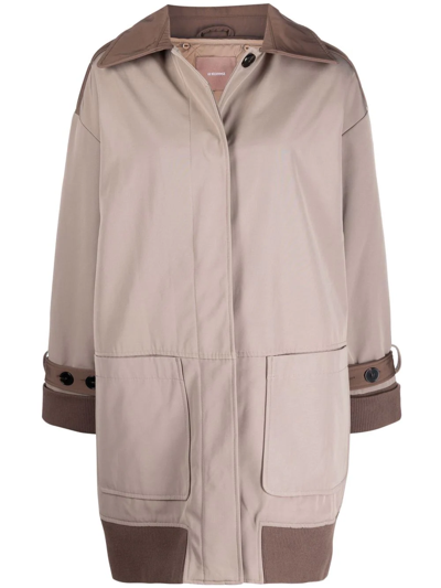 12 Storeez Quilted Two-tone Coat In Nude