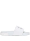Dolce & Gabbana White Sandals With Tonal Logo Lettering On The Rear And Open Toe In Rubber Man In Weiss