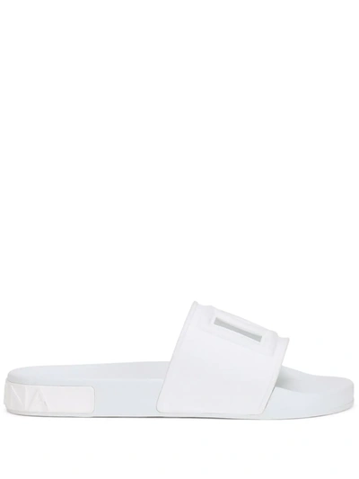 Dolce & Gabbana Dg Logo Pool Slide Sandals In White