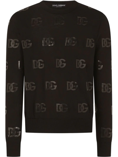 Dolce & Gabbana Sequin-logo Jumper In Schwarz