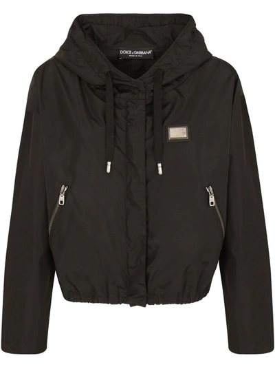 Dolce & Gabbana Logo-patch Hooded Jacket In Black