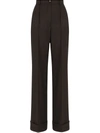 Dolce & Gabbana Woolen Palazzo Pants With Turn-ups In Black