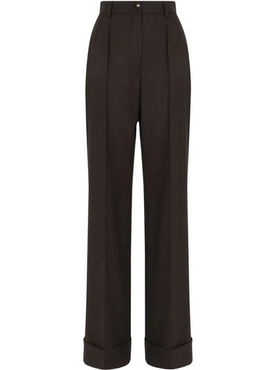 Dolce & Gabbana High-waist Wide-leg Trousers In Black