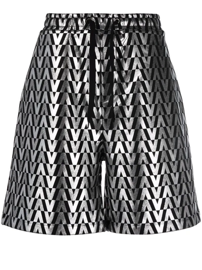 Valentino High-shine Monogram Shorts In Schwarz