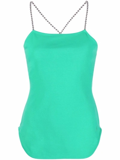 Attico Chain-detail Square-neck Top In Green