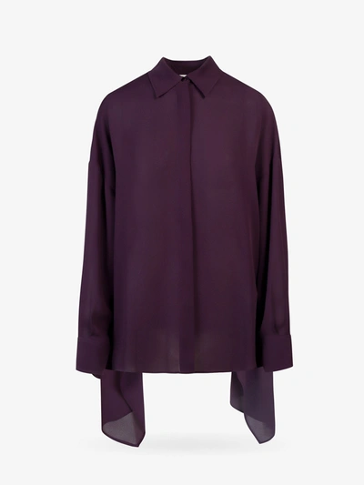 Valentino Cape-panel Relaxed-fit Silk Shirt In Purple