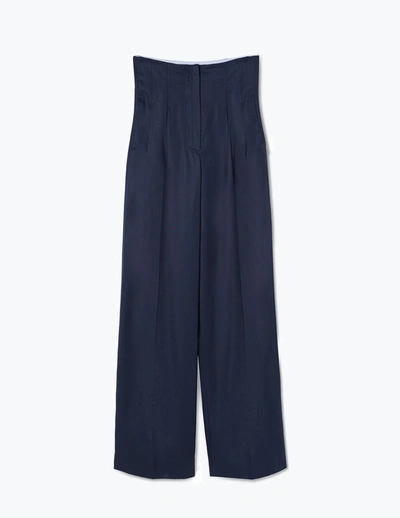 A Line High-waisted Smoking Trousers In Evening-blue