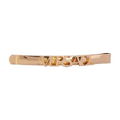 Versace Gold Logo Hair Clip In Red