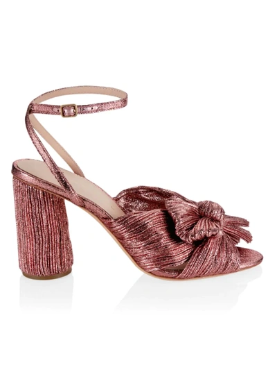 Loeffler Randall Camellia Knotted Metallic Sandals In Metallic Rose