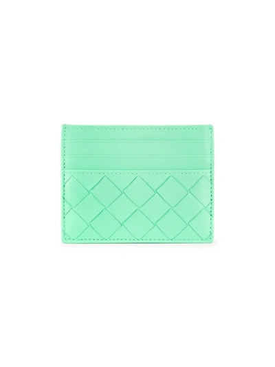 Bottega Veneta Intrecciato Leather Card Case In Fountain Silver