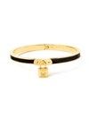 Kate Spade Lock & Spade Goldtone Enamel Charm Bangle Bracelet In Black