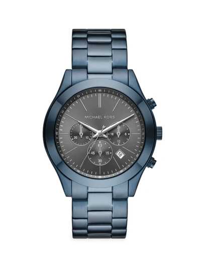 Michael Kors Men's Slim Runway Chronograph Blue & Gray Stainless Steel Watch