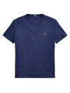 Polo Ralph Lauren Custom Slim Fit Blue Crewneck T-shirt With Pony Embroidery On The Front In Cotton Man In French Navy