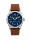 TIMEX MEN'S MECHANICAL HAND-WIND BLUE & BROWN LEATHER 38MM WATCH,400015685413