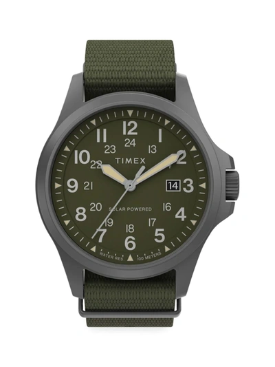 Timex Expedition North Field Post Solar Green 41mm Watch In Green Gunmetal