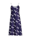 Alejandra Alonso Rojas Horse Print Slip Dress In Blue With Ivory Horse Print