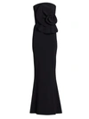 Chiara Boni La Petite Robe Hebe Strapless Ruffle Gown In Black