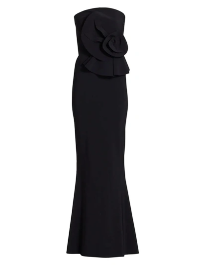 Chiara Boni La Petite Robe Hebe Strapless Ruffle Gown In Black