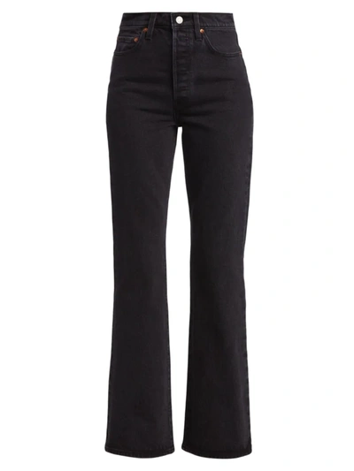 Levi's Long Bottom Ribcage Boot Cut Jeans In Black Lake