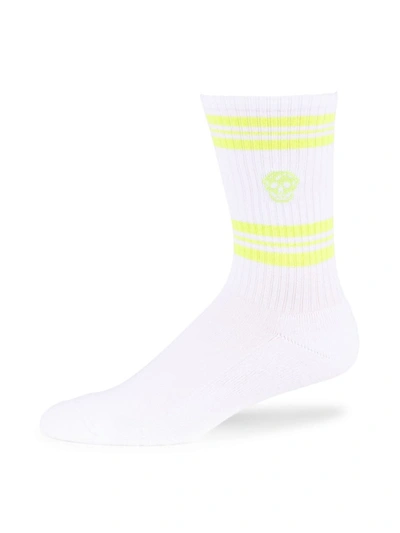 Alexander Mcqueen Skull Striped Socks In Bone