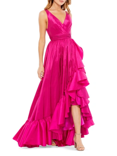 Mac Duggal Black Taffeta High Low Ruffle Gown In Us 12