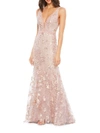 Mac Duggal Embroidered Floral Modified A-line Gown In Rose Pink