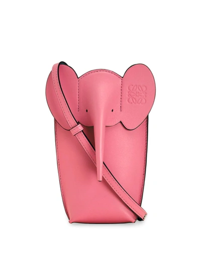 Loewe Elephant Leather Pocket Pouch-on-strap In Candy Pink