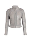 Blanc Noir Leather Moto Jacket In Sharkskin