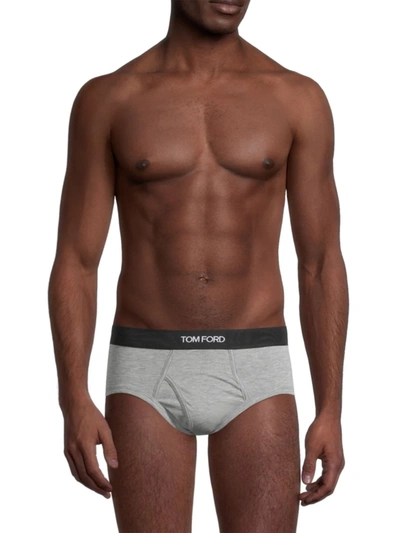 Tom Ford Mens Grey Logo-print Slim-fit Stretch-cotton Briefs Pack Of Two Xl