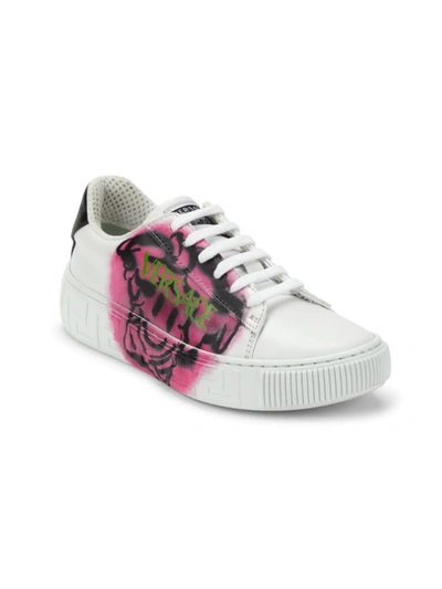 Versace Kids' Little Girl's & Girl's Graffiti Emoji Logo Sneakers In Fuschia