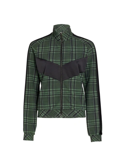 Chiara Boni La Petite Robe Utako Plaid Zip-up Jacket In Green Multi