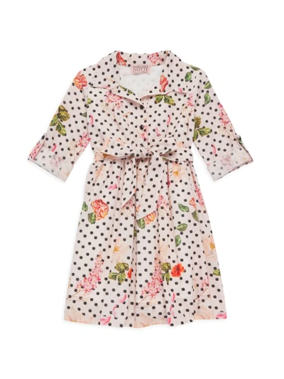 Marchesa Kids' Girl's Polka Dot Floral Trench Dress In Blush