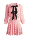 Alice And Olivia Kitty Bow Front Sweater Dress In Pink Black