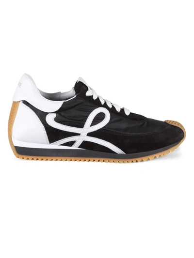 Loewe Flow Runner Monogram Leather And Shell Trainers In Black