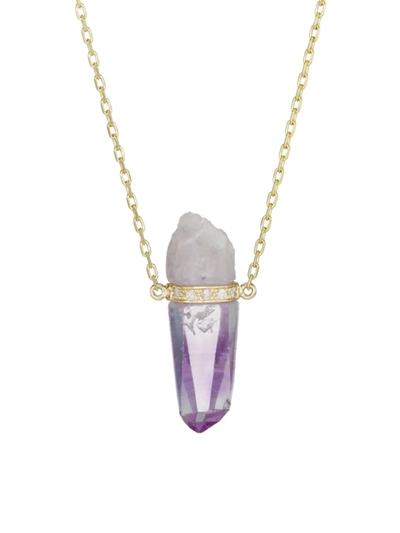 Jia Jia Crystalline Vera Cruz Amethyst Diamond Bar Necklace | Diamonds/gemstones/yellow Gold In Purple