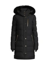 Moose Knuckles Watershed Hooded Shearling Trim Down Parka In Black