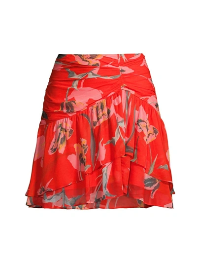 Milly Mira Floating Botanica Skirt In Coral Multi