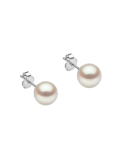 Saks Fifth Avenue Women's 14k White Gold & 9-9.5mm Akoya Pearl Stud Earrings