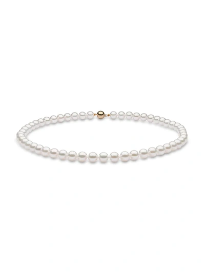 Saks Fifth Avenue Women's 14k Yellow Gold & 7.5-8mm Akoya Pearl Necklace In White