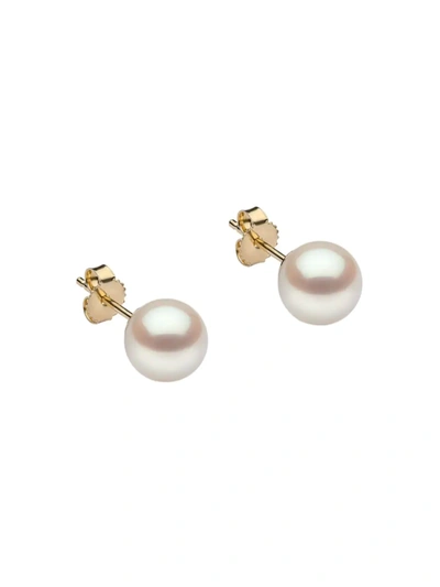 Saks Fifth Avenue Women's 14k Gold & 9-9.5 Mm Akoya Pearl Earrings In White