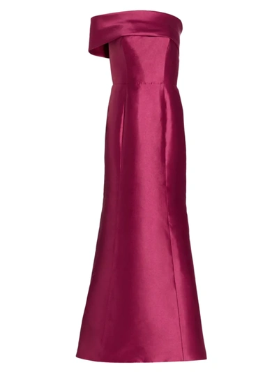 Amsale Mikado Off-the-shoulder Gown In Berry