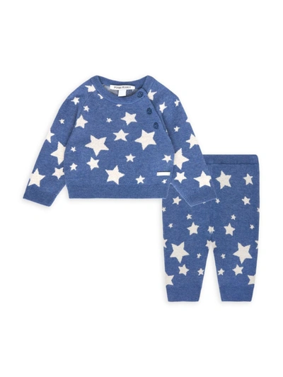 Posh Peanut Baby Girl's Galaxy 3-piece Sweater, Legging & Beanie Set In Navy